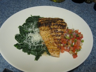 Salsa Salmon with Wilted Spinach - Food, Fun, Whatever !!